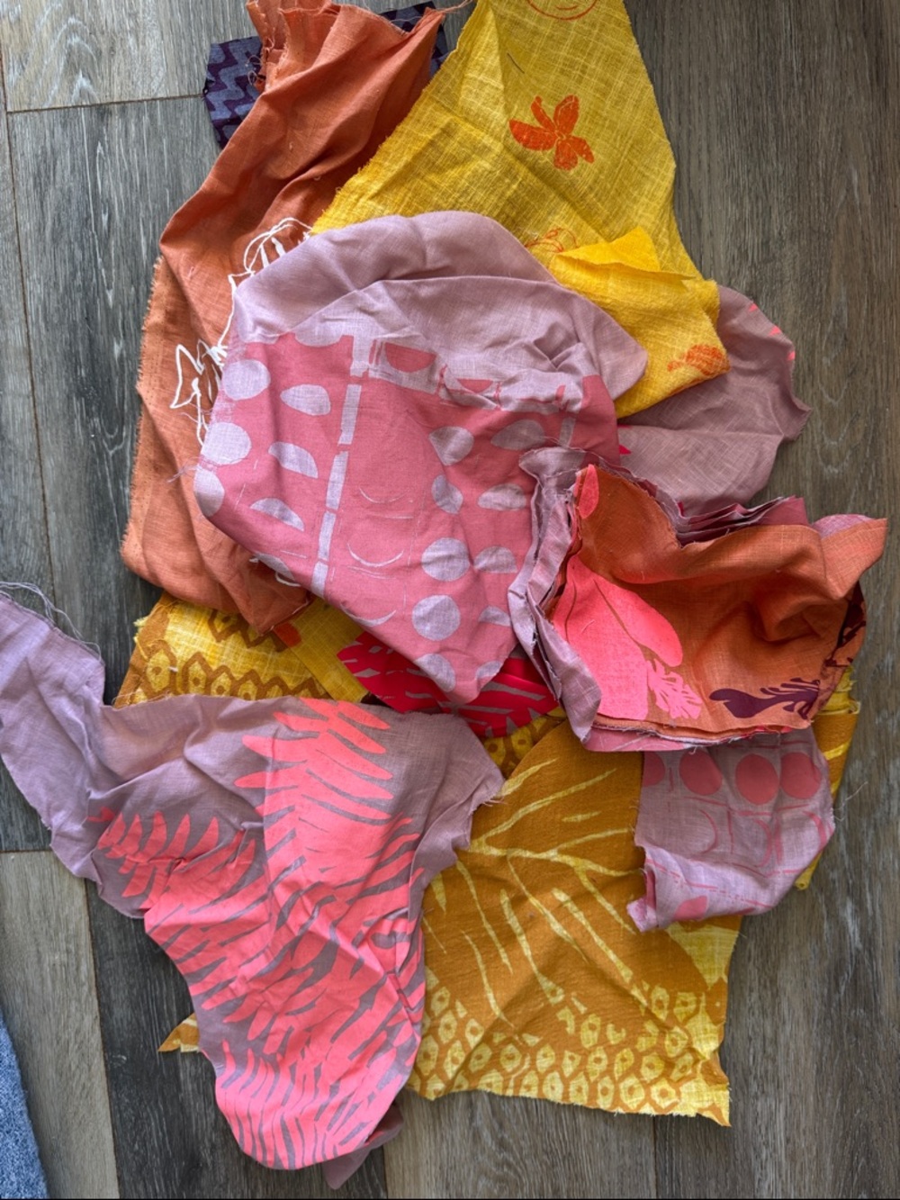 Kealopiko Fabric Scraps, Pinks, Purples, and Yellows